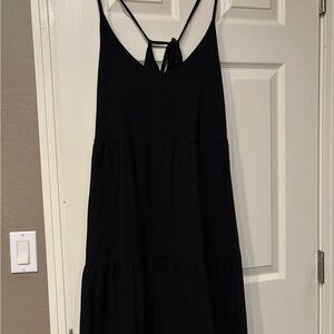 OLD NAVY Black Tiered Maxi Dress Size XL Cotton Blend Casual Tie Back Long